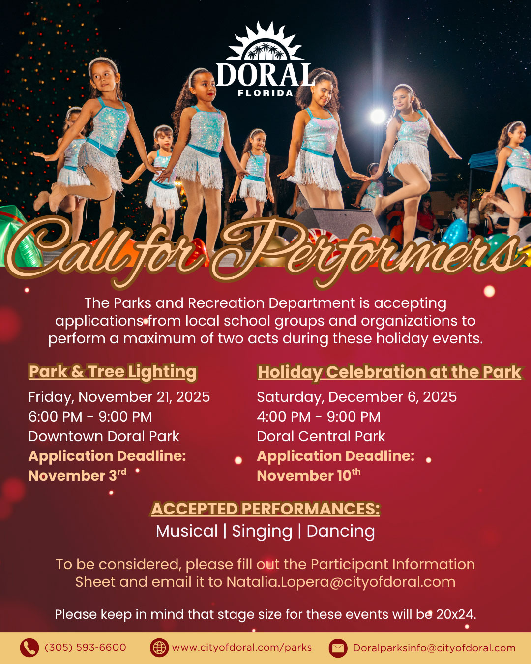 Call for Performers for Holiday Events Flyer