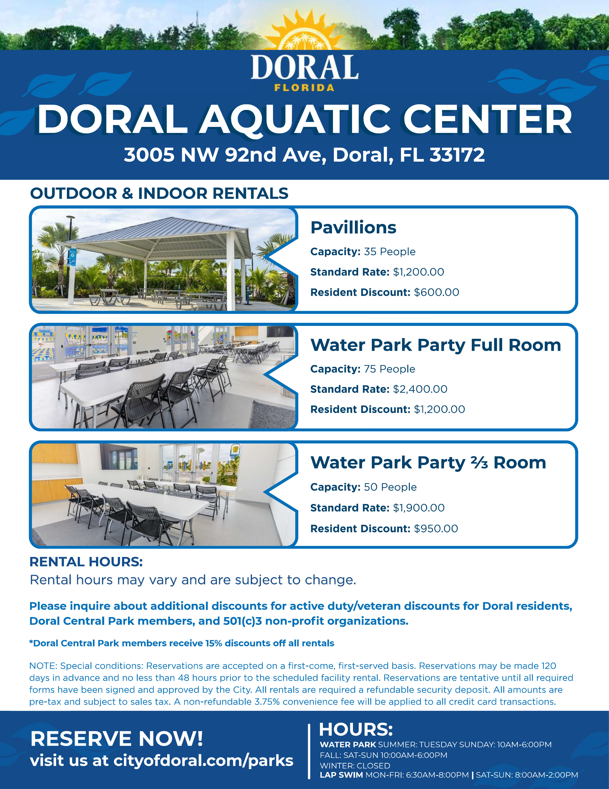 Doral Aquatic Center Rentals