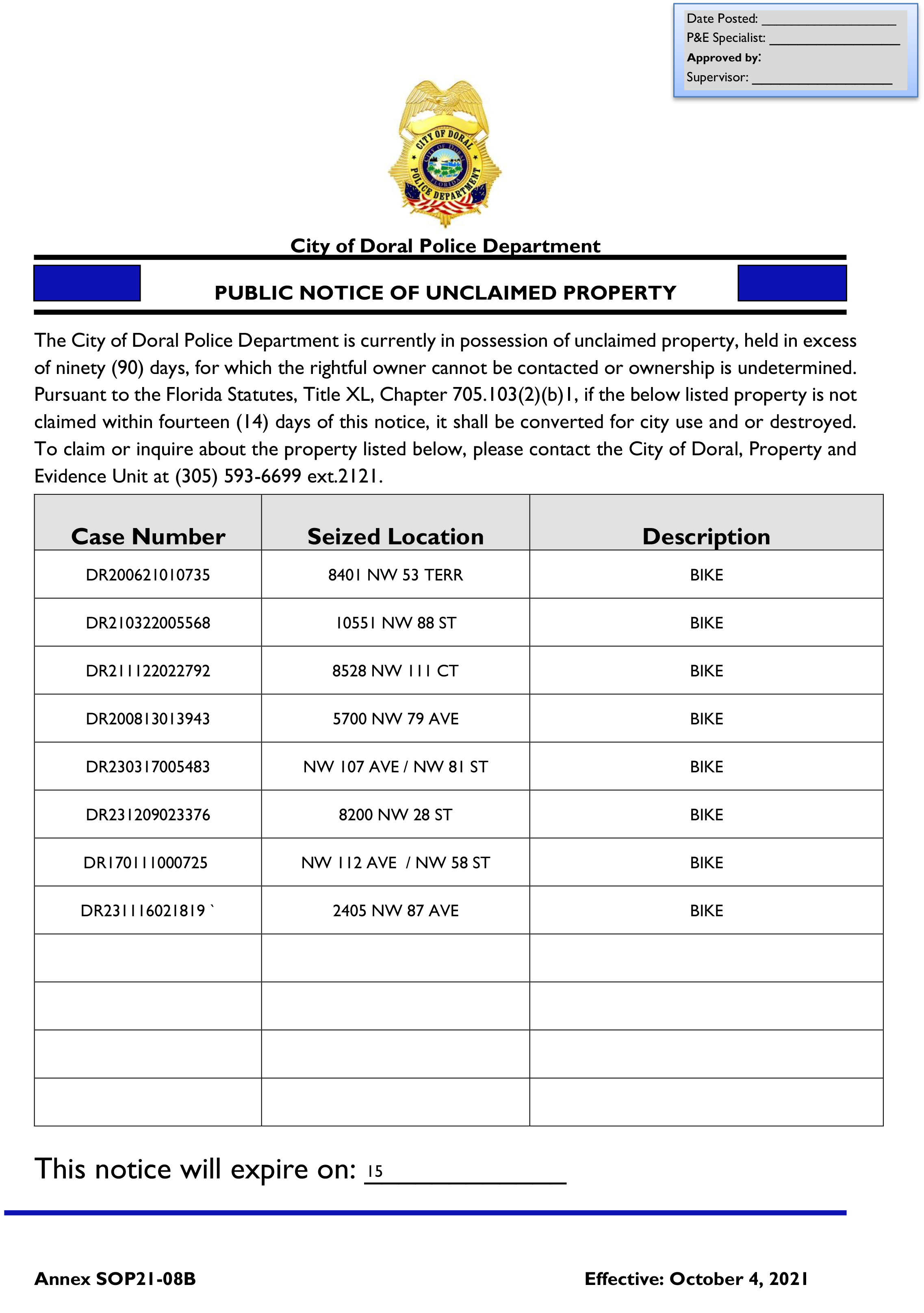 PUBLIC NOTICE FOR SEPT 2024