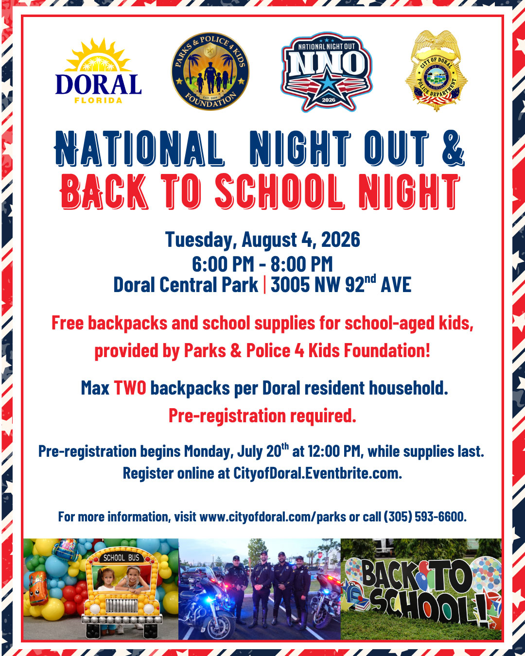 National Night Out, Back to School Registration