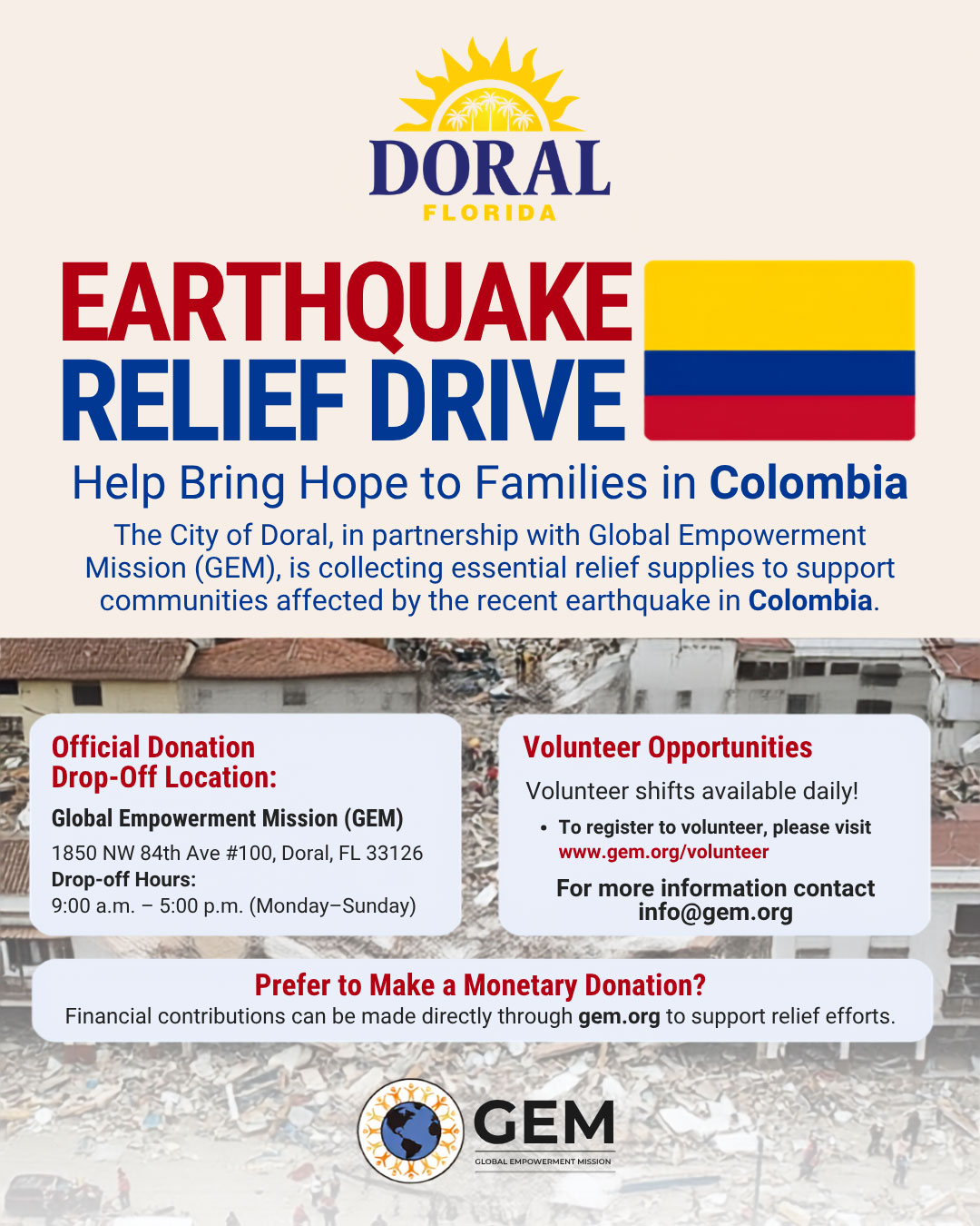 GEM-x-Doral-Colombia-Earthquake-Relief-Efforts