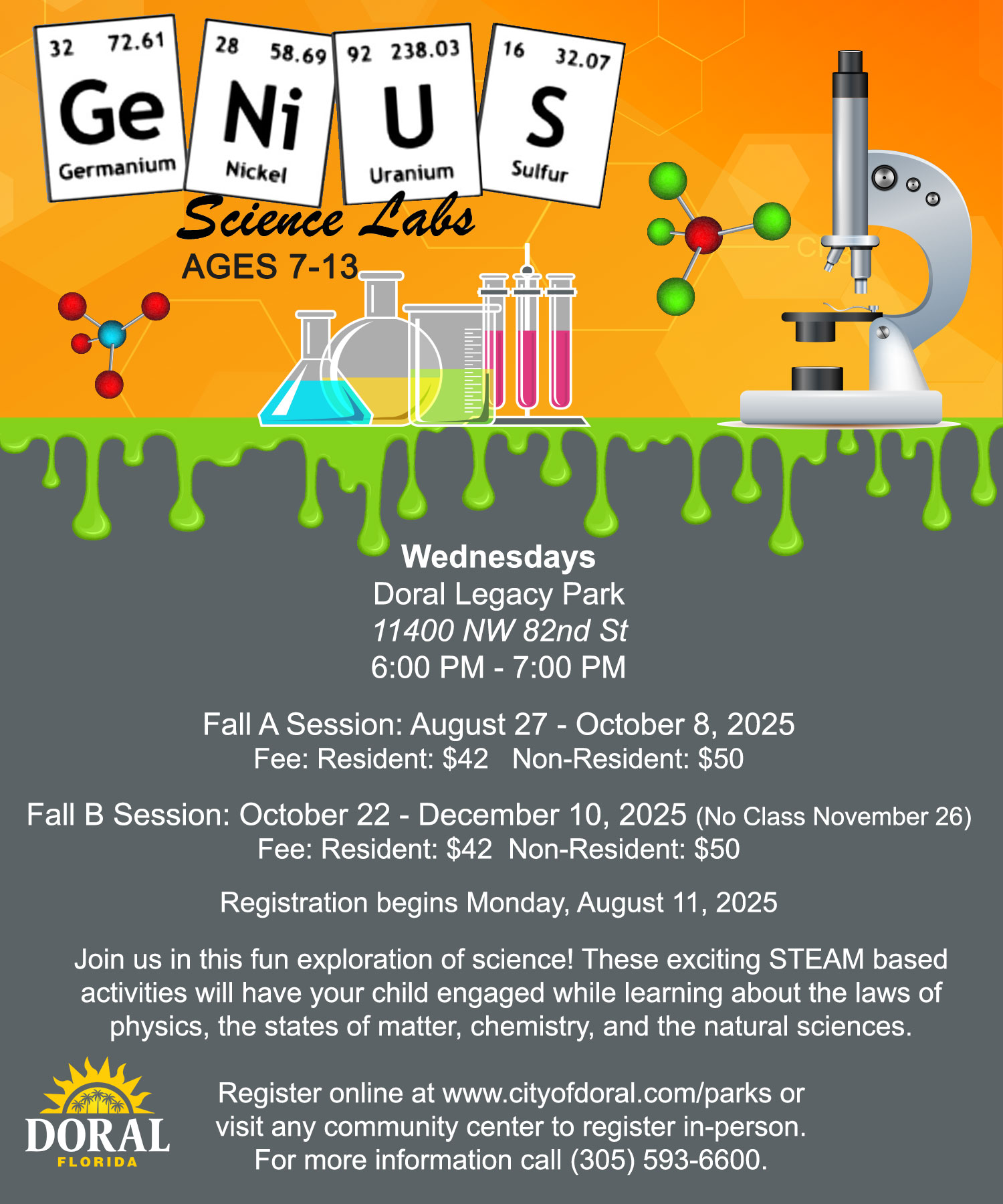 Genius Science Lab Fall Doral Legacy Park